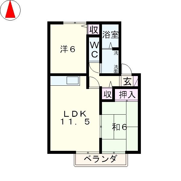 野洲市冨波甲のアパートの間取り