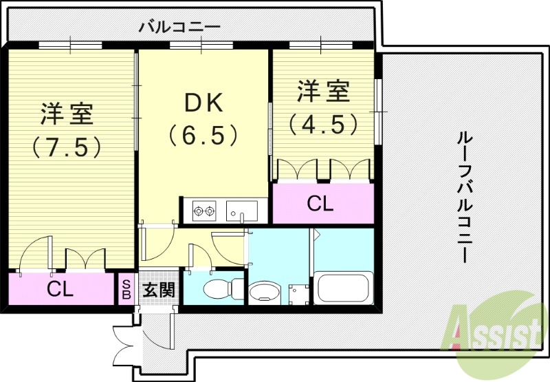 神戸市東灘区魚崎南町のマンションの間取り