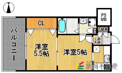 福岡市中央区大手門のマンションの間取り