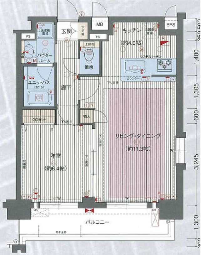 名古屋市中村区名駅南のマンションの間取り