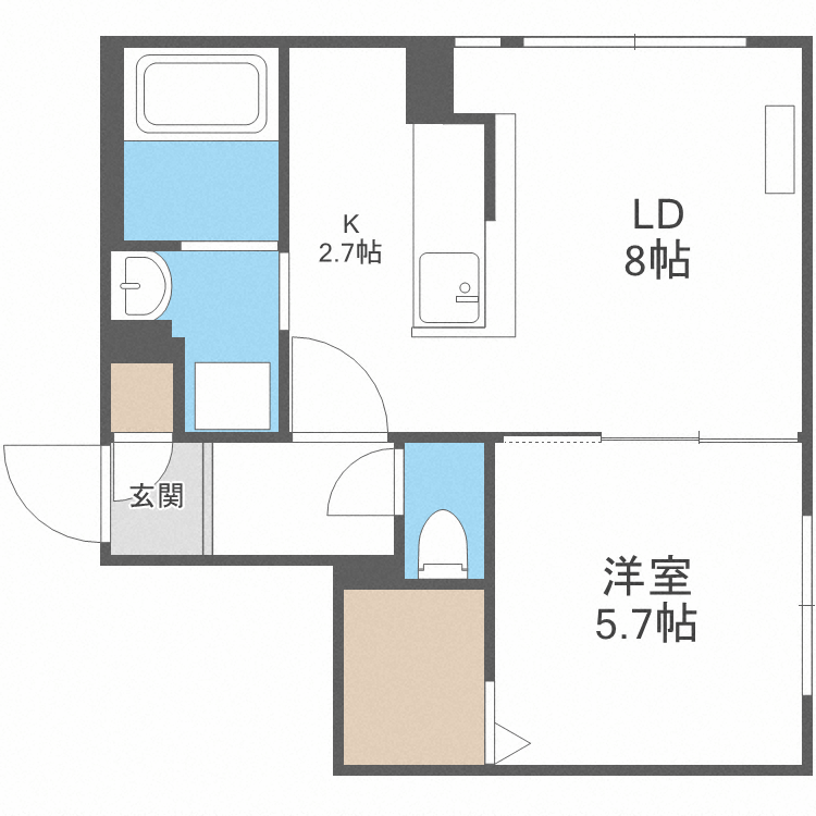 札幌市北区北六条西のマンションの間取り