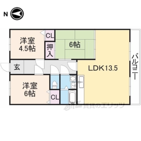 枚方市堂山のマンションの間取り