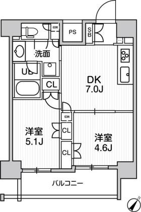 品川区北品川のマンションの間取り