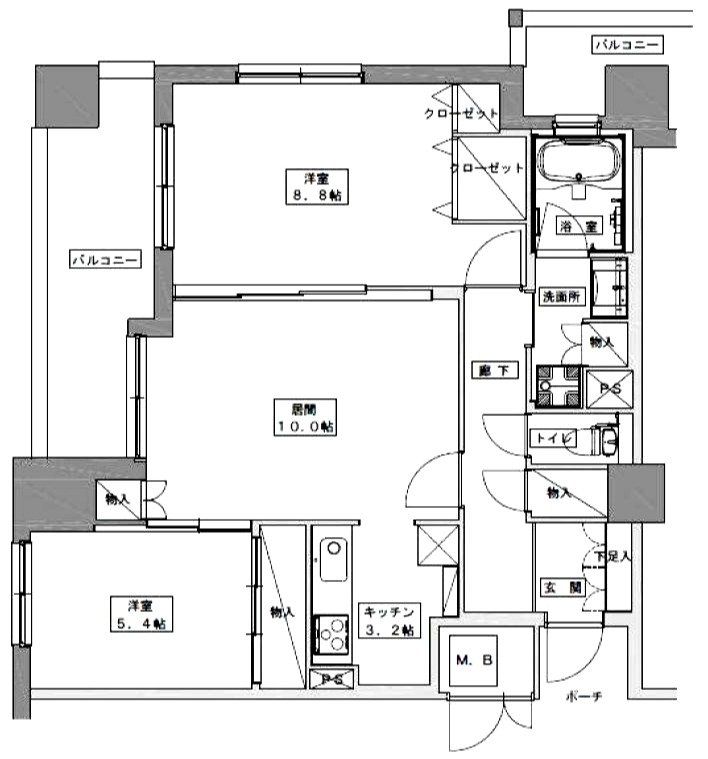 福岡市中央区今泉のマンションの間取り