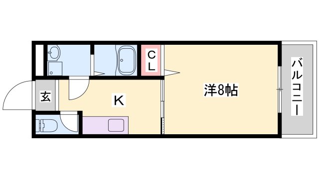 姫路市砥堀のアパートの間取り