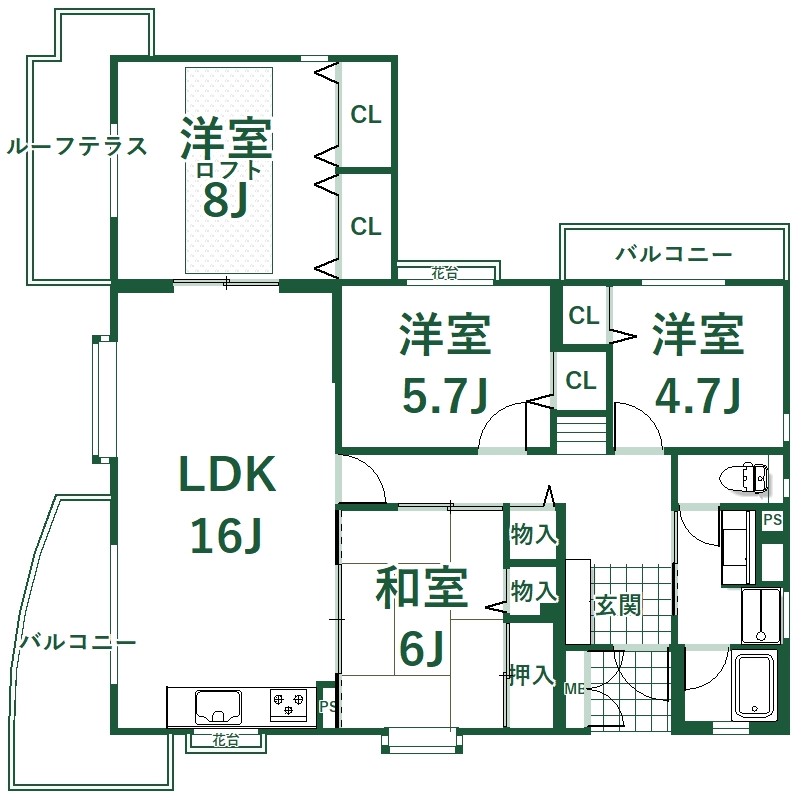 高槻阿武山一番街110号棟110の間取り