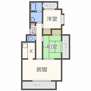 札幌市東区北二十条東のマンションの間取り