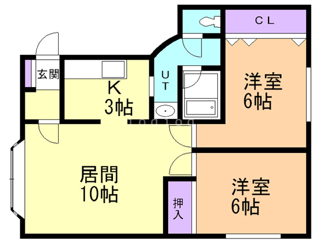 函館市富岡町のアパートの間取り