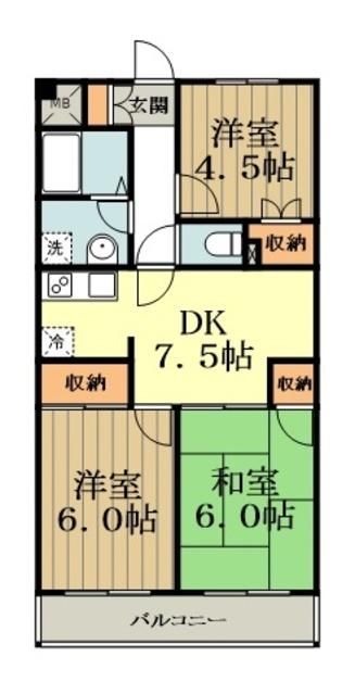 小金井市貫井南町のマンションの間取り