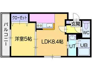 札幌市東区北三十五条東のマンションの間取り