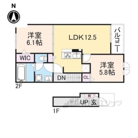 香芝市磯壁のアパートの間取り