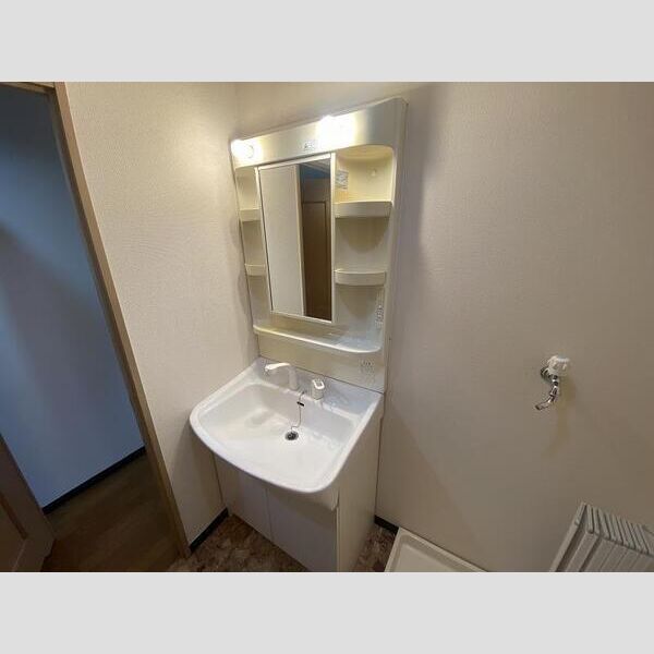 洗面設備　ゆったりとスペースのある洗面所