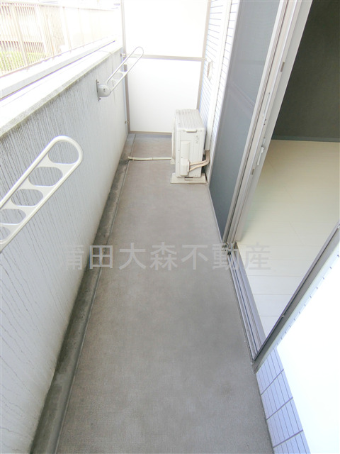 バルコニー　南向き物干し金具付きのバルコニー