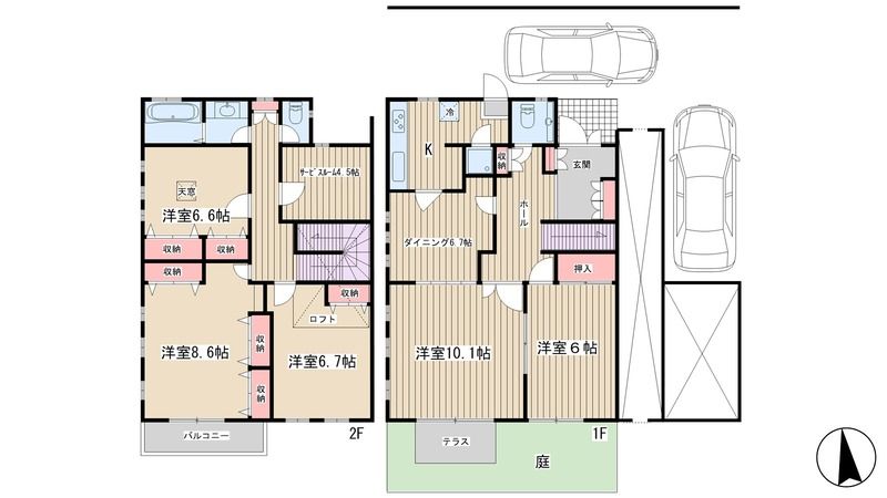 東急東横線 学芸大学駅 徒歩11分 2階建 築33年の間取り写真