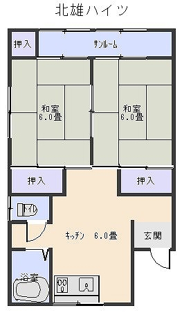 北雄ハイツの間取り写真