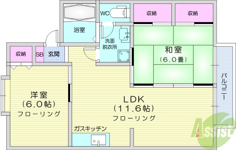 宮城県仙台市太白区長町５（アパート）の賃貸物件の間取り