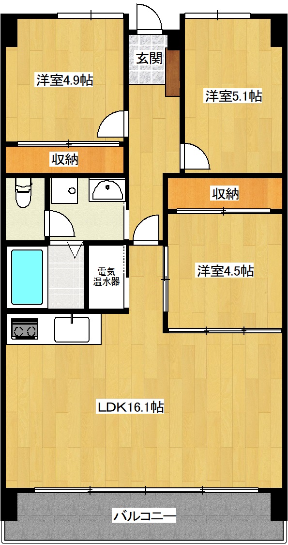 郡山市方八町のマンションの間取り