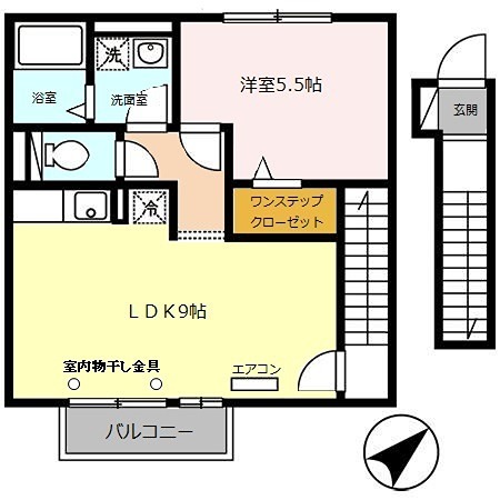 姫路市西庄のアパートの間取り