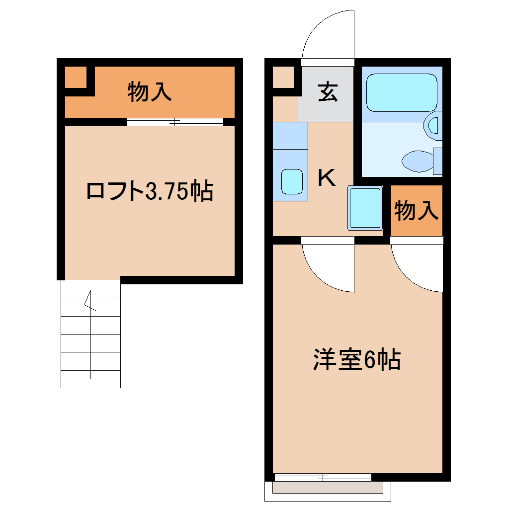 仙台市宮城野区岩切のアパートの間取り