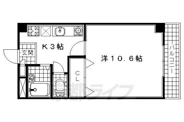 宇治市莵道のマンションの間取り