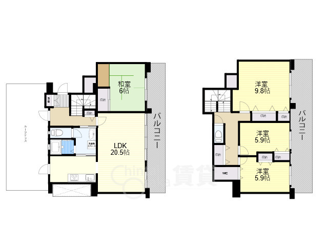 エステ南千里B棟の間取り