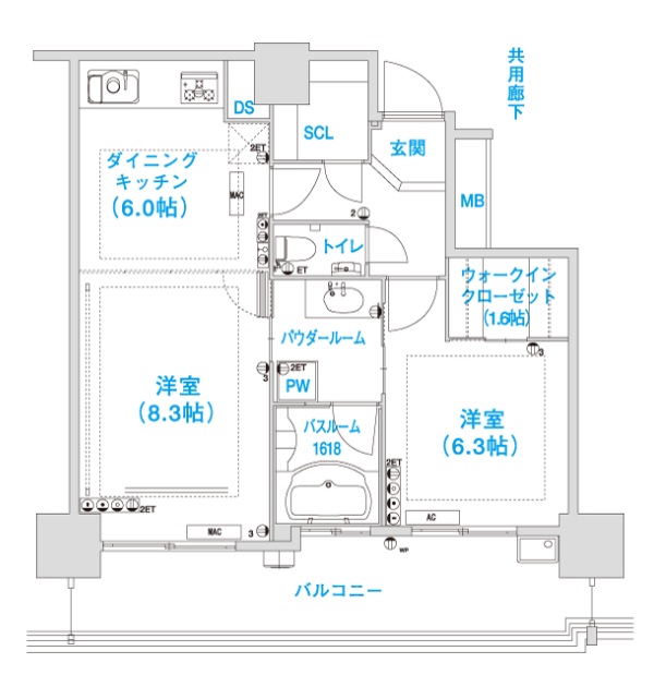 大阪市中央区松屋町のマンションの間取り