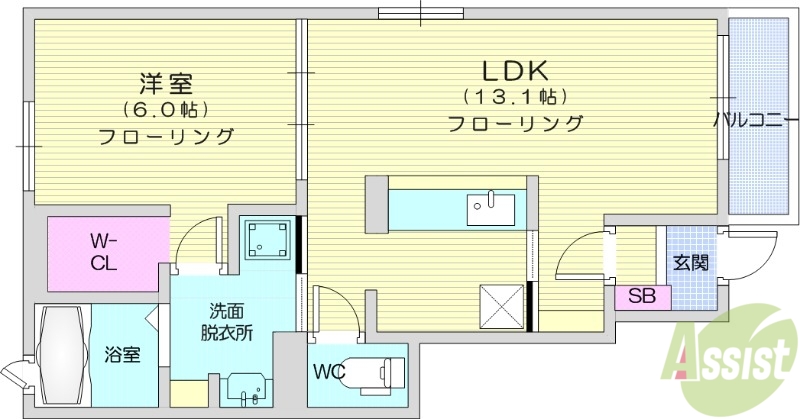 岩沼市桜のアパートの間取り