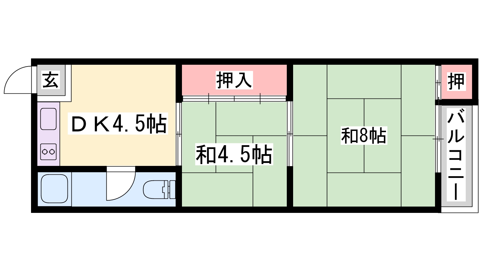 姫路市東夢前台のアパートの間取り