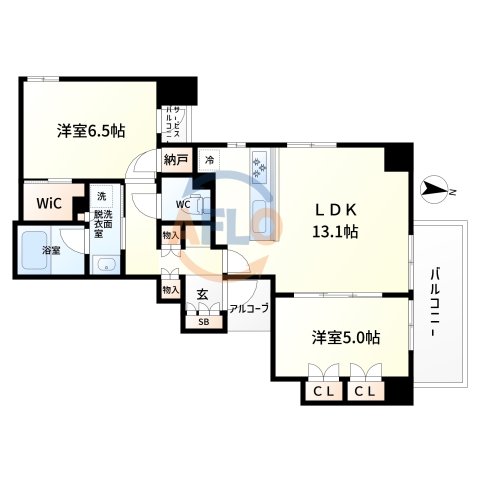 大阪市住之江区東加賀屋のマンションの間取り