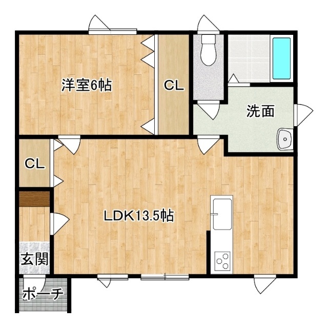 平屋戸建貸家（西２１南２）の間取り