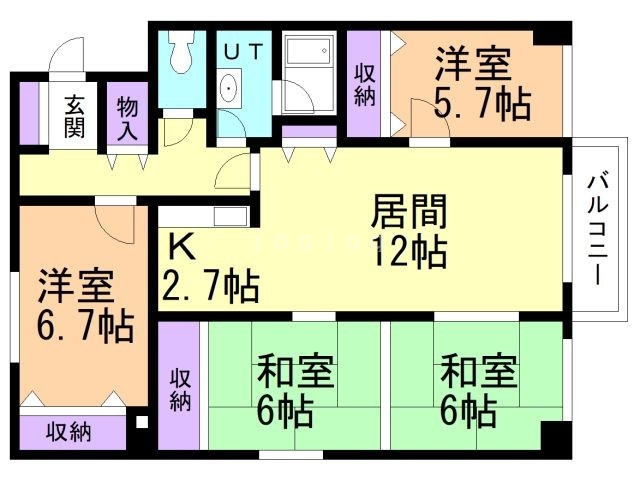 札幌市東区北三十九条東のマンションの間取り