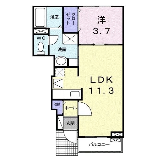 宇部市則貞のアパートの間取り