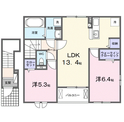 【バルパレー石原Ｂの間取り】