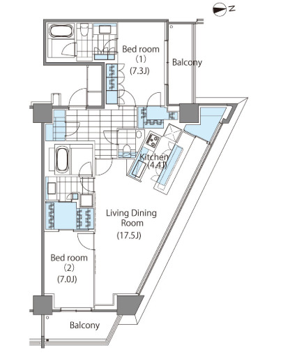 新宿区新宿のマンションの間取り