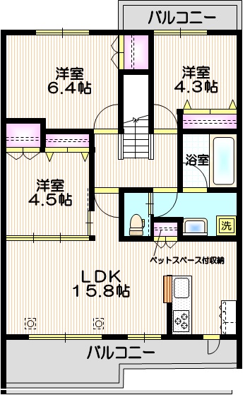 さいたま市北区土呂町のマンションの間取り