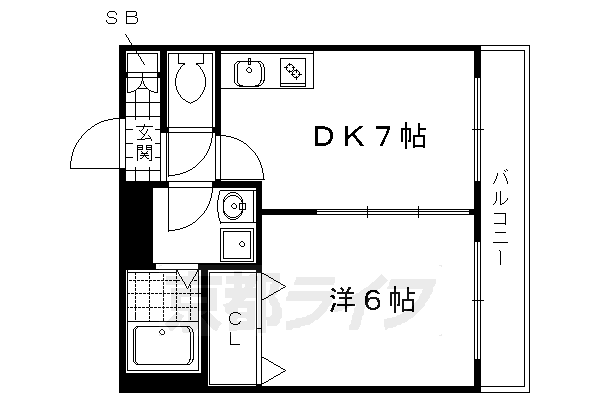 京都市上京区西大路町のマンションの間取り