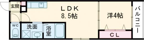 堺市北区中百舌鳥町のアパートの間取り