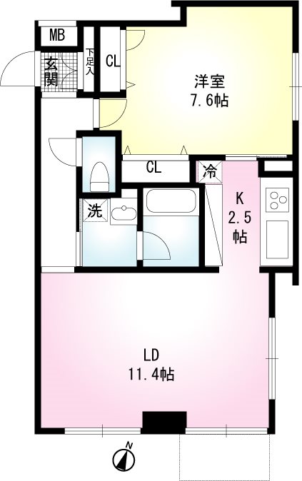 座間市緑ケ丘のマンションの間取り