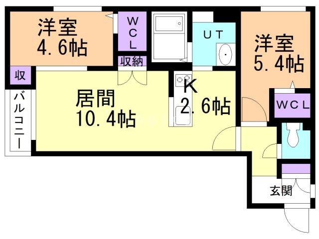 札幌市中央区南四条西のマンションの間取り