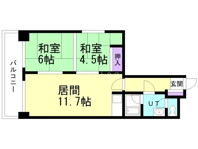 札幌市西区琴似二条のマンションの間取り