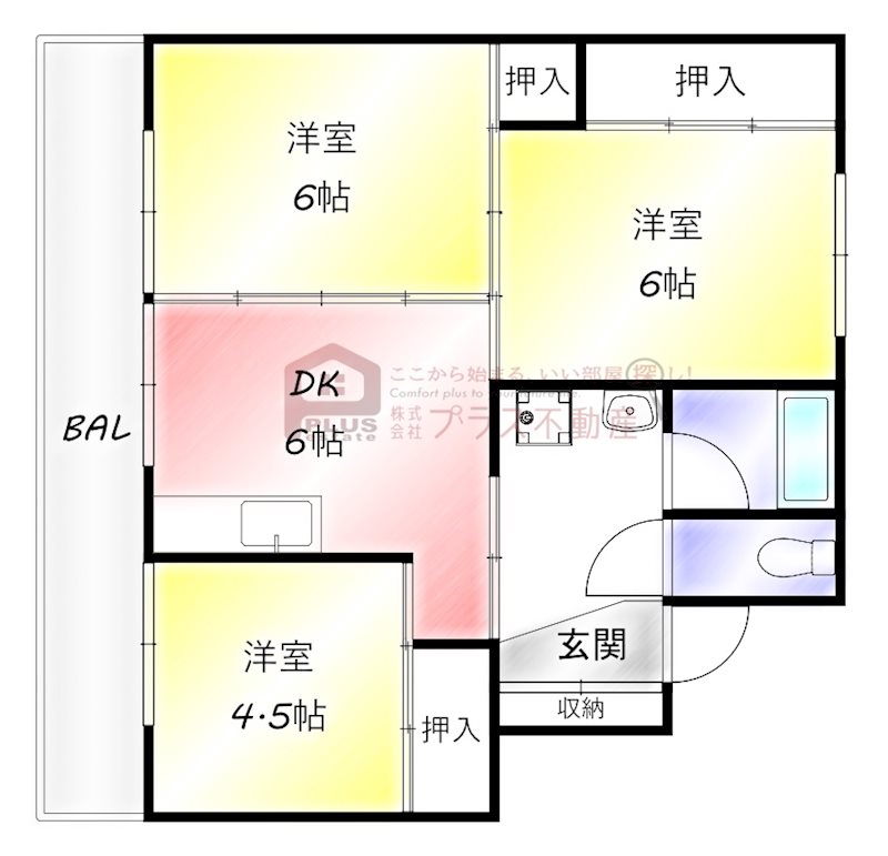 ビレッジハウスいなつき1号棟の間取り