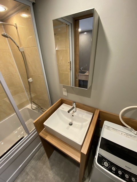 洗面設備　準備が捗る独立タイプ。