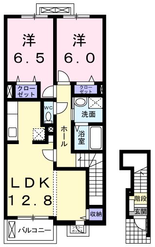 福山市駅家町大字上山守のアパートの間取り