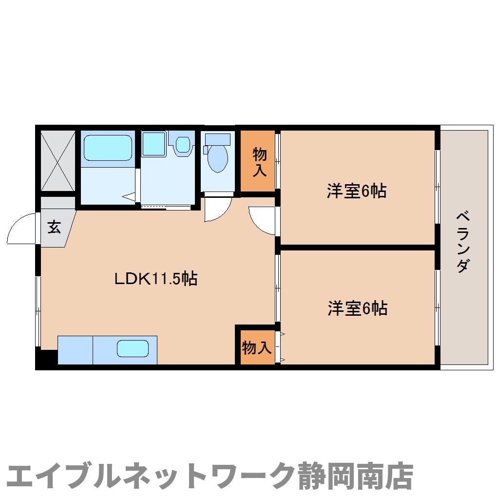 静岡市駿河区曲金のマンションの間取り