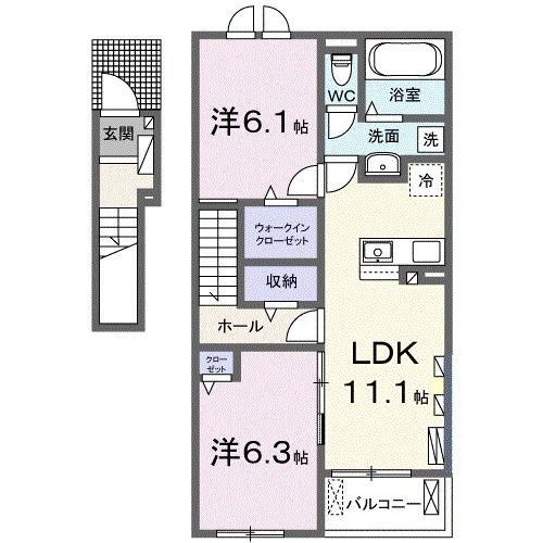 南相馬市原町区上渋佐のアパートの間取り