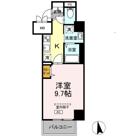 岡山市北区大学町のマンションの間取り