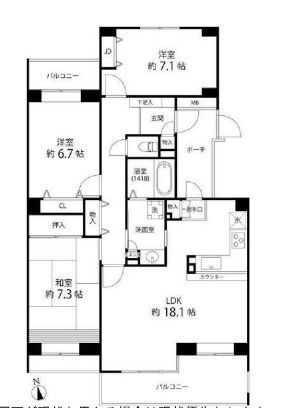 横浜市神奈川区西寺尾のマンションの間取り