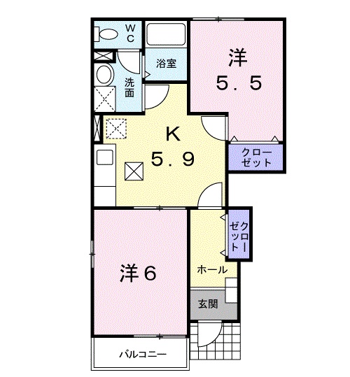 久米郡美咲町原田のアパートの間取り