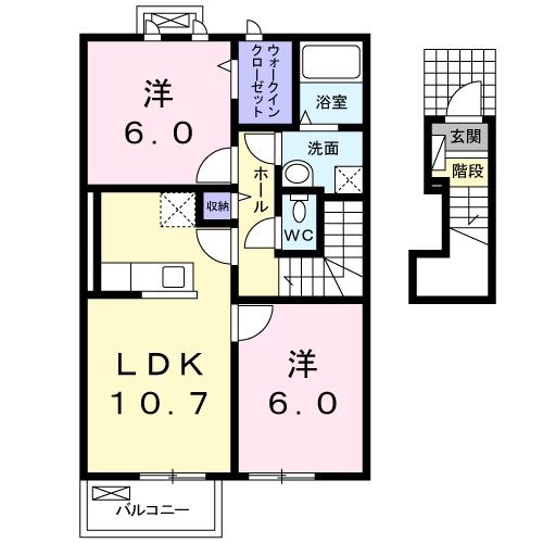 登米市迫町新田のアパートの間取り