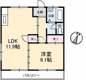 下関市三河町のアパートの間取り